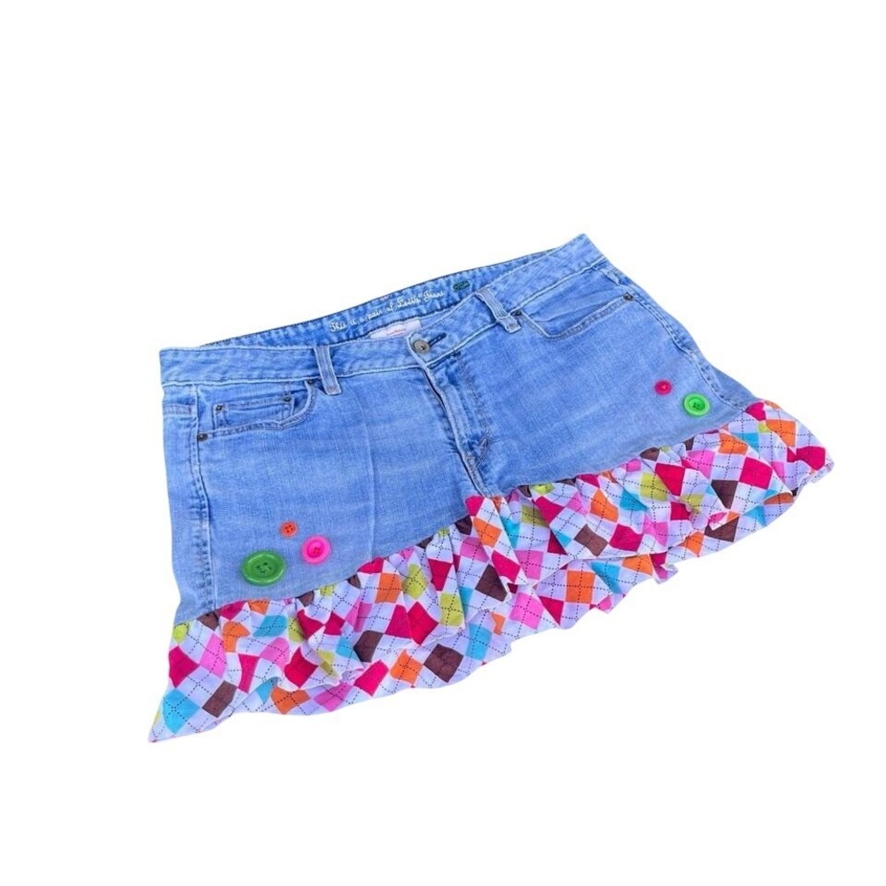 Y2K Playground Twee Kidcore Custom Pink Argyle Mini Skirt with Button Details